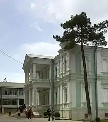 Former branch building in Samarkand, repurposed as office of the rector of Samarkand State University, 2015