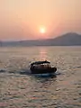 Small sampan still being used for passenger transportation between islands in Hong Kong