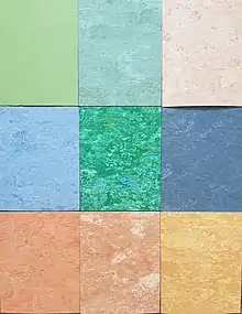 Samples of linoleum, colours