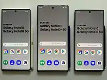 Front of the Samsung Galaxy Note 10 and Note 10+