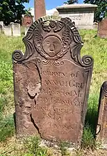 A late brownstone marker dated 1815 carved by Samuel Galpin of Wethersfield.design.