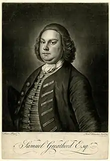 Mezzotint of an 18th-century man, wearing a wig