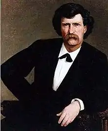 Portrait of Samuel L Clemens (Mark Twain), 1877.  Free Public Library, Hannibal, Missouri.