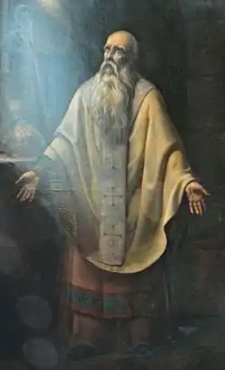 Magloire, a 6th-century Breton saint,  oil painting by Eugène Goyet (1798–1846)