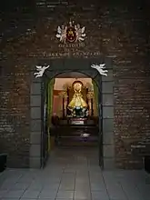 The shrine oratory, which holds a copy of the image.