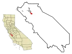 Location in San Benito County and the state of California