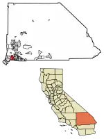 Location of Fontana in San Bernardino County, California