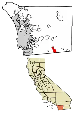 Location of Campo in San Diego County, California.