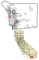 Location of Del Mar in San Diego County, California