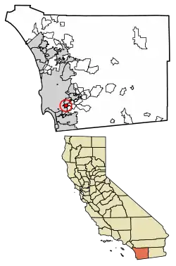 Location of Lemon Grove in San Diego County, California.