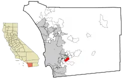 Location in San Diego County and the state of California