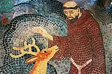 Close up of Saint Francis mosaic