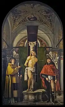 St. Sebastian between St. Lawrence and St. Roc  Giovanni Buonconsiglio