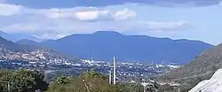 View of San Jose de Ocoa capital town with Sierra de Ocoa mountain range in the background