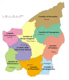 Map of the municipalities (castelli) of San Marino