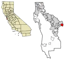 Location of East Palo Alto in San Mateo County, California.