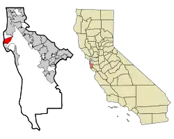 Location in San Mateo County and the state of California