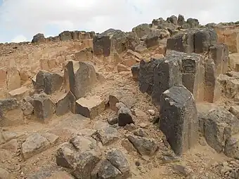 Sandy rectangular and hexagonal prisms at the centre of Makhtesh Ramon – Ha-Minsara (The Sawmill)