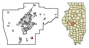 Location of Pawnee in Sangamon County, Illinois.