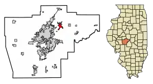 Location of Riverton in Sangamon County, Illinois.