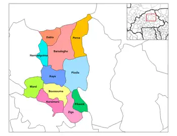 Pensa Department location in the province