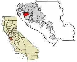 Location of Cupertino in Santa Clara County, California