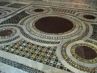 Detail of Cosmatesque floor, in Santa Croce in Gerusalemme, Rome.