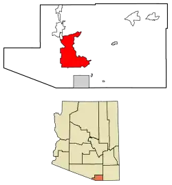 Location of Rio Rico in Santa Cruz County, Arizona