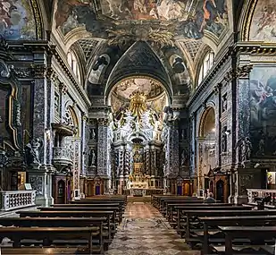 The nave toward the Baroque main altar