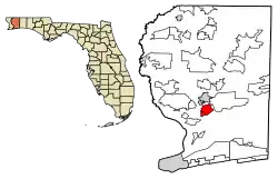 Location of Bagdad in Santa Rosa County, Florida.