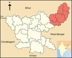 Location of Santhal Pargana in Jharkhand