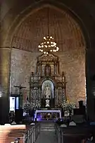 Baroque altarpiece with the colonial image (statue) of the Virgin of Las Mercedes