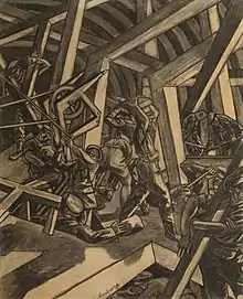 David Bomberg's Sappers at Work: Canadian Tunnelling Company, R14, St Eloi; 1918.