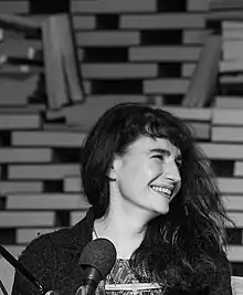 Sarah Lotz at a talk in 2014
