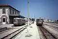 Crossing train in Tempio station in 1984