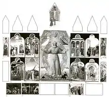 Reconstruction of the altar panel by Sassetta (1437-1444) with the Saint Christopher (fig. 13)