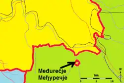 Map of Međurečje enclave, part of Rudo municipality, Republika Srpska (BIH)