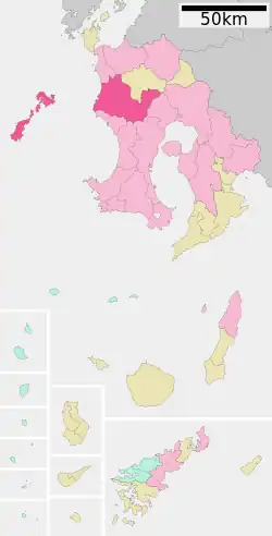 Location of Satsumasendai in Kagoshima Prefecture