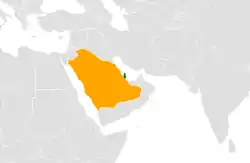 Map indicating locations of Qatar and Saudi Arabia