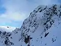 Scafell Crag with Lord's Rake on the left.