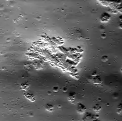 Detail of hollows in Scarlatti crater.  Image width is about 3 km.