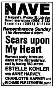 Advertisement for a production of Scars Upon My Heart