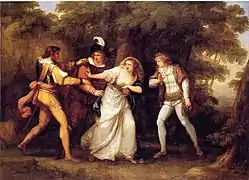 Valentine Rescues Silvia from The Two Gentlemen of Verona (1789), oil on canvas, 61 3/4 in. x 87 in. (156.8 cm x 221 cm), Davis Museum at Wellesley College, Massachusetts