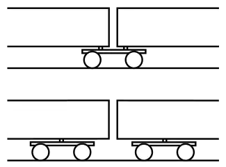 Schema of a Jacobs bogie, shown on the upper half