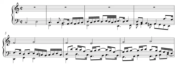 First bars of Schlick's Eya ergo: an early example of fore-imitation in keyboard music.