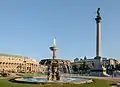 Fountain on Schlossplatz with the Königsbau in the background.