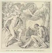 Argos wird von Hermes by Julius Schnorr von Carolsfeld  (1794–1872)