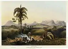 Roraima, A Remarkable Range of Sandstone Mountains in Guiana. Painters Charles Bentley and Robert H. Schomburgk, engraver George Barnard. Published by Ackermann, 1840
