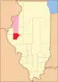 Schuyler County (1825), with unorganized territory, Warren County, and Mercer County assigned to it.
