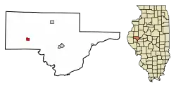 Location of Camden in Schuyler County, Illinois.